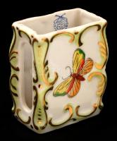 Herendi Viktória mintás gyufatartó, kézzel festett, jelzett, hibátlan, 6×5 cm