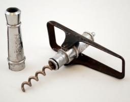 Régi ágyú formájú kombinált sörnyitó-dugóhúzó, h: 11 cm