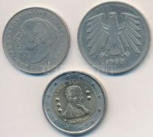 Vegyes: NSZK 1977J 2M + 1988J 5M + Belgium 2009. 2EUR "Louis Braille" T:2
Mixed: FRG 1977...
