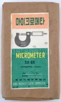 Észak-koreai mikrométer fa dobozban. Bontatlan (!)/ North Korean micrometer in wooden box, brand new