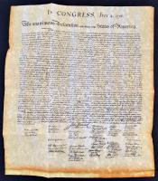 The unanimous Declaration of the thirteen united States of Amerika, 1776,  kézzel írott változat reprint másolata, szép állapotban, hajtogatva, 38x33cm