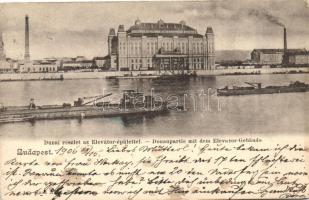 Budapest IX. Elevátor épület, uszályok, kiadja Ganz Antal (EK)