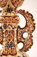 Josef Steirl Znaim virágmintás kerámia váza, kézzel festett, jelzett, sérült, m: 31 cm