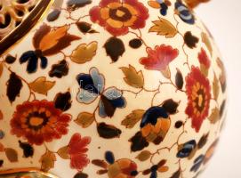 Josef Steirl Znaim virágmintás kerámia váza, kézzel festett, jelzett, sérült, m: 31 cm