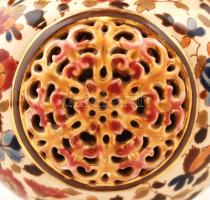 Josef Steirl Znaim virágmintás kerámia váza, kézzel festett, jelzett, sérült, m: 31 cm