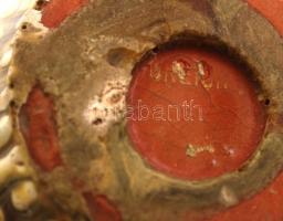 Retró kerámia váza, lepattanásokkal, jelzett, m: 13 cm