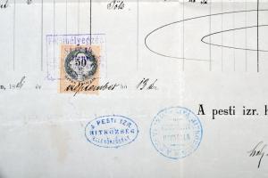 1881 Kivonat esketési jegyzékből, A pesti izr. hitközség anyakönyvhivatala, felülbélyegzett okmánybé...