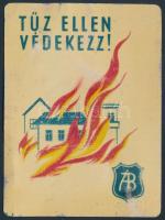 1955 Tűz ellen védekezz! Állami Biztosító, fém reklám kártyanaptár, kopásnyomokkal