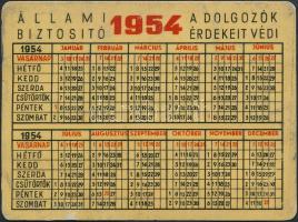 1955 Tűz ellen védekezz! Állami Biztosító, fém reklám kártyanaptár, kis kopásnyomokkal