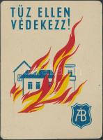 1955 Tűz ellen védekezz! Állami Biztosító, fém reklám kártyanaptár, apró kopásnyomokkal