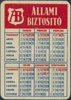 [1956] Állami Biztosító, kisméretű fém reklám kártyanaptár, 7×5 cm