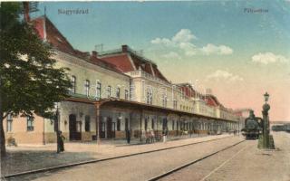 Nagyvárad, Oradea; vasútállomás, gőzmozdony / railway station, locomotive (ázott / wet damage)