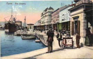 Fiume, Riva Szapáry / port, quay, steamship (EK)