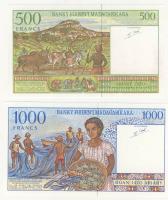Madagaszkár 1994-95. 500F,1000F,5000F,10000F teljes sor T:I
