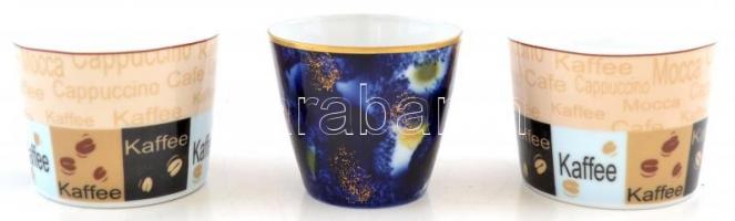 Vegyes porcelán tétel: kávéscsészék, csészealjak, kistányér, dísztányér, stb., 8 db