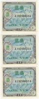 Japán/katonai kiadás 1945-51. 1Y (3x) egymásutáni sorszámmal T:I