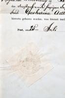 1870  Geburts-Zeugnis, Születési anyakönyvi igazolás izraelita vallású személy részére, okmánybélyeg...