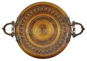 Díszes fém kínáló, d: 24 cm, m: 10 cm