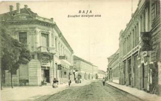Baja, Erzsébet királyné utca, Klein Rezső áruháza, Steiner üzlete, kiadja Csermák és Schwéger (EK)