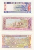 Guinea 1985. 25F,50F,100F,500F + 2006. 5000F T:I