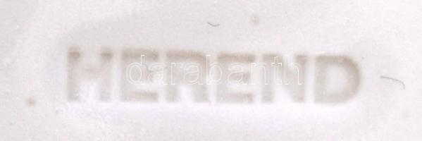 ÓHerendi tálka, kézzel festett, jelzett, kopott aranyozás, 19×14 cm