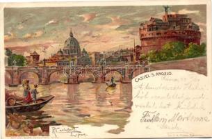 1899 Rome, Roma; Castel S. Angelo / bridge, castle, litho (EK)