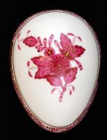 Herendi Apponyi mintás porcelán tojás dobozka, kézzel festett, hibátlan, jelzett, 8x5x5 cm