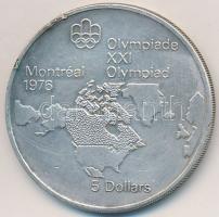 Kanada 1973. 5$ Ag &quot;Montreali olimpia - Észak-Amerika térkép&quot; T:2- ph. Canada 1973. 5 Dollars Ag &quot;Montreal Olympic Games - North American map&quot; C:VF edge error