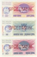 Bosznia 1992. 10D,25D,50D,500D,1000D "SPECIMEN" T:I