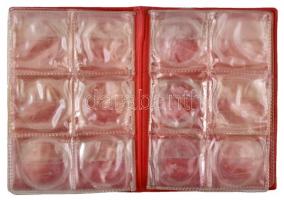 Műbőr érmetartó album 4x6db nagyobb érme tárolására, használt és kissé szennyezett állapotban