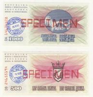 Bosznia 1992. 10D,25D,50D,500D,1000D "SPECIMEN" T:I