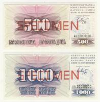 Bosznia 1992. 10D,25D,50D,500D,1000D "SPECIMEN" T:I