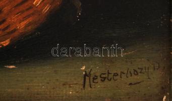 Mesterházy jelzéssel: Virágcsendélet. Olaj, farost, fa keretben, 23x33 cm