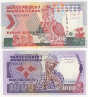 Madagaszkár 1974-88. 50R,100R,500R (2klf),1000R (2klf),10.000R összesen 7klf T:I