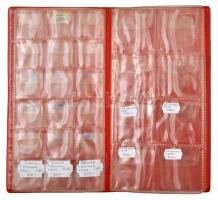 Műbőr érmetartó album 2x18db kisebb és 2x8db nagyobb érme tárolására, használt állapotban