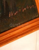 Olvashatatlan jelzéssel: Alpesi táj. Olaj, farost, fa keretben, 52x72 cm