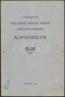 1912 A Budapesti Villamos Városi Vasut részvénytársaság alapszabályai a közgyűlési elnök és mások aláírásával, sok okmánybélyeggel (30fill.), pp.:24, 23x15cm