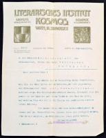 1904 Literarisches Institut Kosmos, Bécs, díszes fejléces számla, 27x21cm