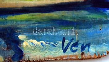 Vén jelzéssel: Vitorlások a kikötőben. Olaj, fa lemez, sérült,  64×65 cm