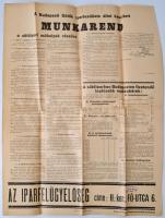 cca 1940 A Budapesti Sütők Ipartestülete  által készített Munkarend a sütőipari műhelyek részére, plakát, sok okmánybélyeggel,  55x41cm