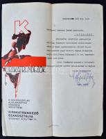 1945 Kirakatrendezők, A Kereskedelmi Alkalmazottak Országos Szövetségének díszes, hivatalos levele, 29x22cm