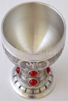 SKS ón kupa szintetikus kő berakással, saját műanyag dobozában, jó állapotban, d: 6,5 cm