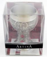 SKS ón kupa szintetikus kő berakással, saját műanyag dobozában, jó állapotban, d: 6,5 cm