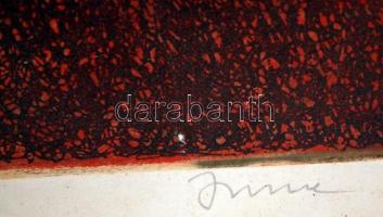 Imre István (1918-1983): Pipacs. Színezett rézkarc, karton, jelzett, üvegezett keretben, 39×29 cm