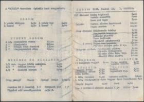 1947 Rózsafa virágos éttermei étlap, kinyithatós, 20x14cm