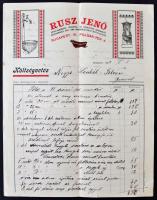1929 Rusz Jenő Épületbádogos, Légszesz- és Vízvezeték berendező, Budapest, díszes, fejléces számla, 29x23cm