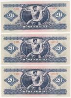 1980. 20Ft (3x) egymásutáni sorszámokkal T:I