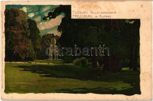 Pozsony, Pressburg, Bratislava; Mulatóerdőben / park, Kuenstlerpostkarten No. 2563. von Ottmar Zieher, litho s: Raoul Frank (fl)