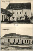 Somorja, Samorín; Takarékpénztár, Evangélikus templom, kiadja Goldstein József / bank, church