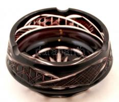 Ólomkristály váza és hamutartó, hámozott, metszett, apró csorbákkal, m: 24,5 cm, d: 10 cm